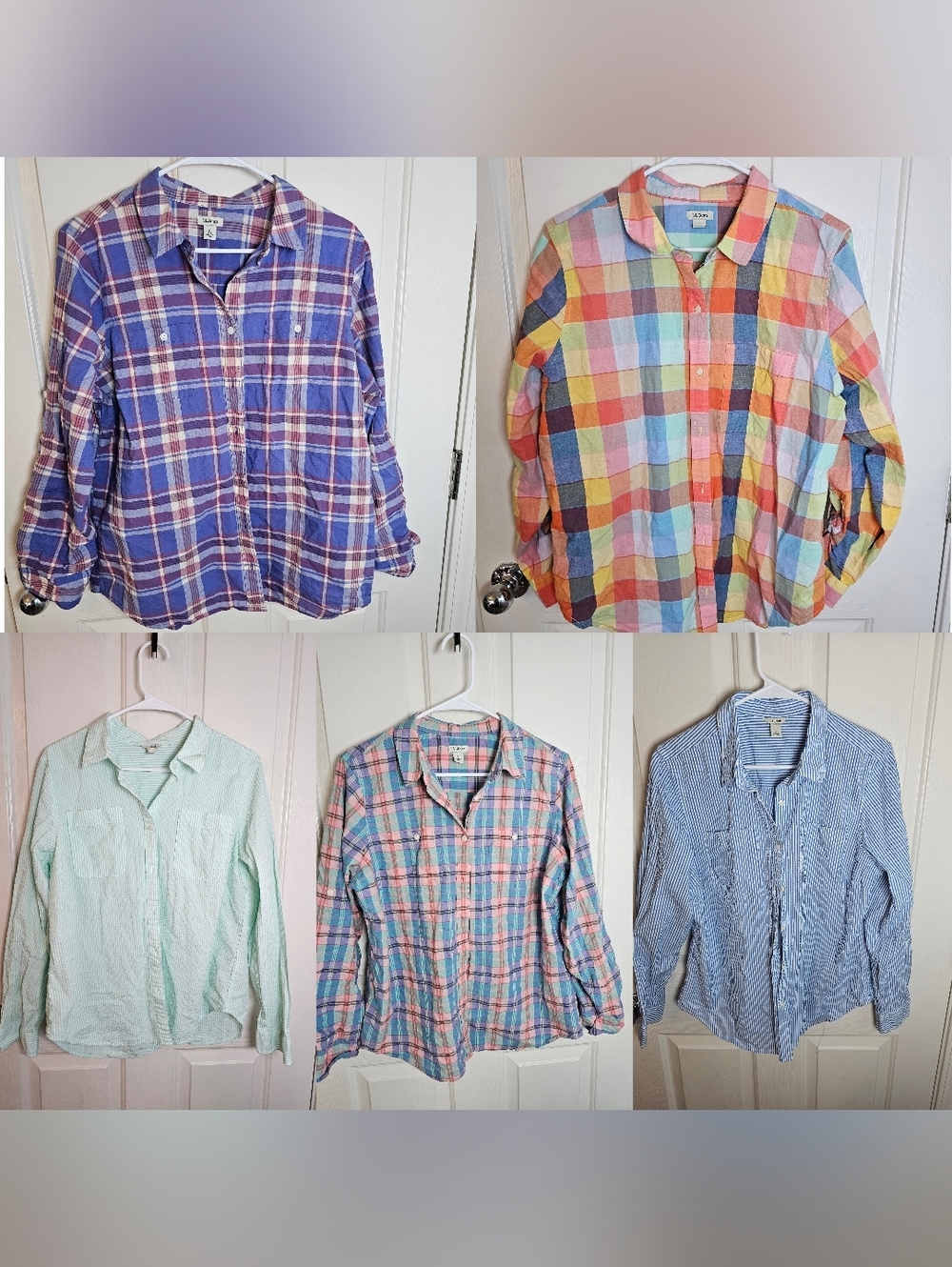 L.L Bean 100% Cotton Long Sleeve Button Up Spring Color Bundle Size L